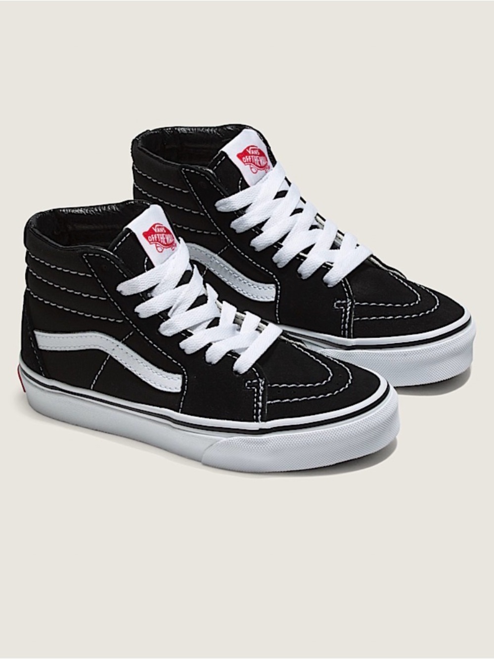 Vans Kids Black High-Top Sneakers with White Laces